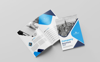 Minimal blue shape business brochure template. Corporate company profile template design