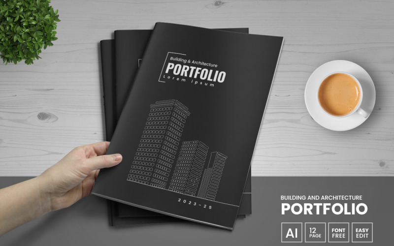 Minimal Building and Architecture Portfolio Template or Portfolio Brochure Design Corporate Identity