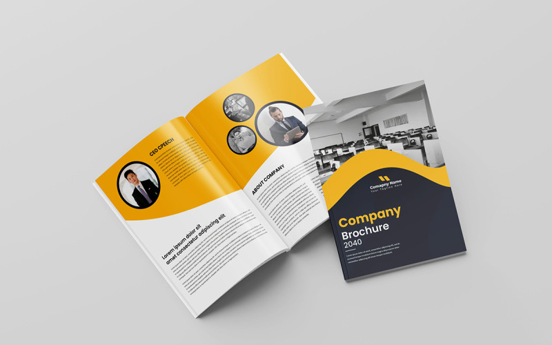 Minimal yellow shape business brochure template. Multipage corporate company profile template design Corporate Identity