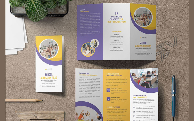 School Admission trifold Brochure template design Back to school education admission brochure Corporate Identity