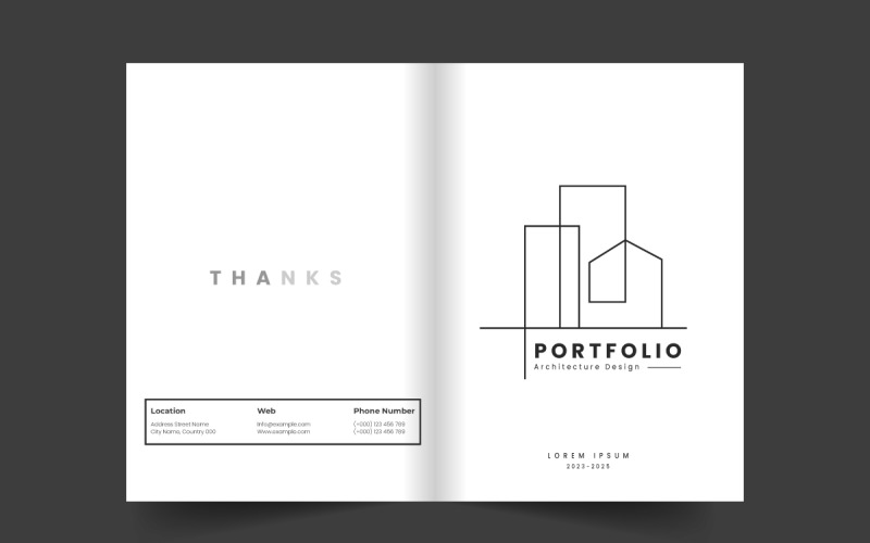 White Building and Architecture Portfolio Template or Brochure Cover Layout. Book cover template Corporate Identity