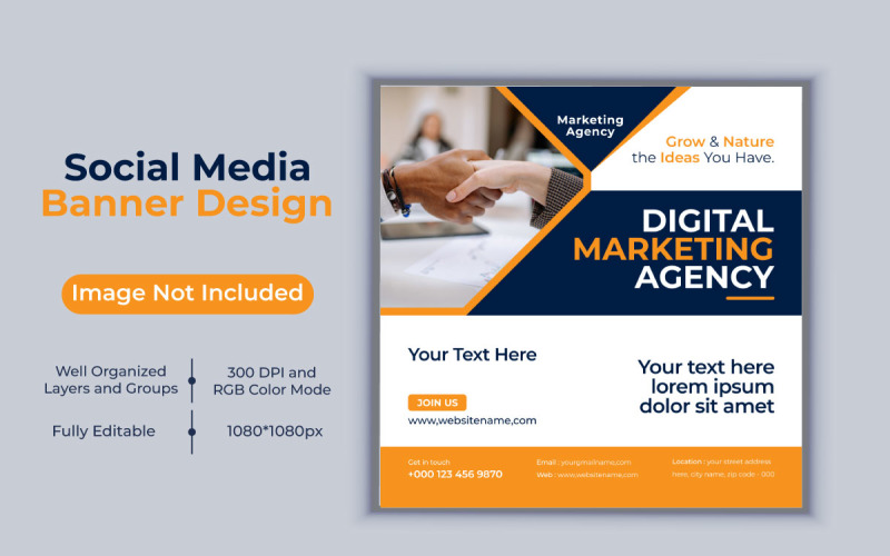 Creative New Idea Digital Marketing Agency Banner Design Vector Template Social Media
