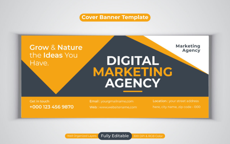 Creative New Idea Digital Marketing Agency Template Design For Facebook Cover Banner Social Media