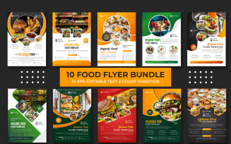 Delicious Food menu and restaurant flyer bundle. Organic healthy food flyer template design