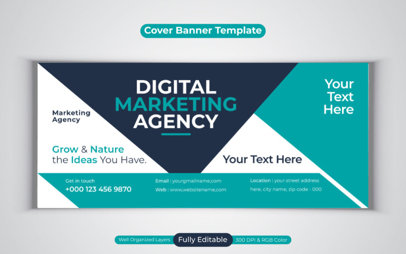 Digital Marketing Agency Social Media Banner For Facebook Cover Design Vector Template