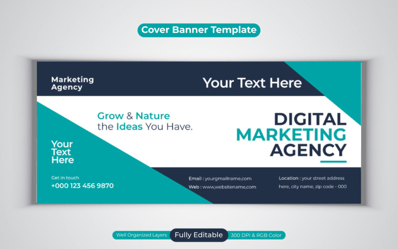 Digital Marketing Agency Social Media Vector Banner For Facebook Cover Design