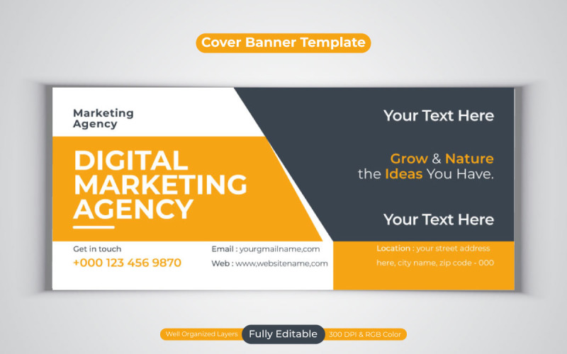Digital Marketing Agency Template Design For Facebook Cover Banner Social Media