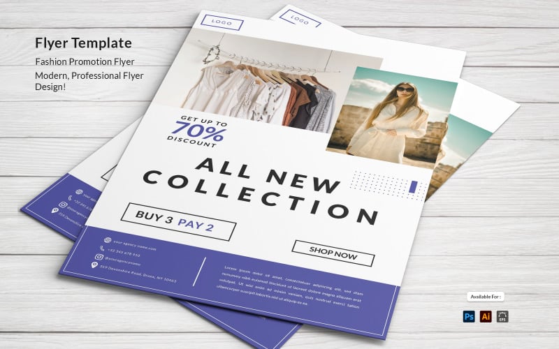 Fashion Sale New Year Flyer Template Corporate Identity