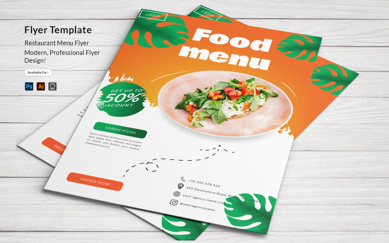 Food Menu Restaurant Flyer Design Template Corporate Identity