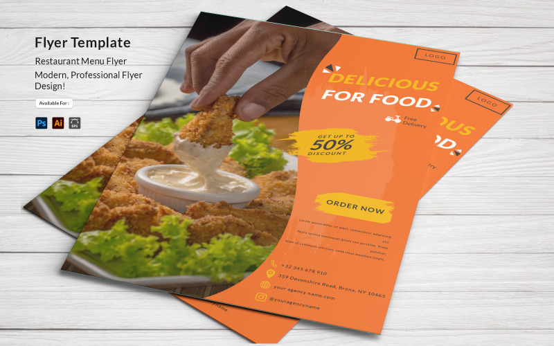 Fried Chicken Restaurant Flyer Template Corporate Identity