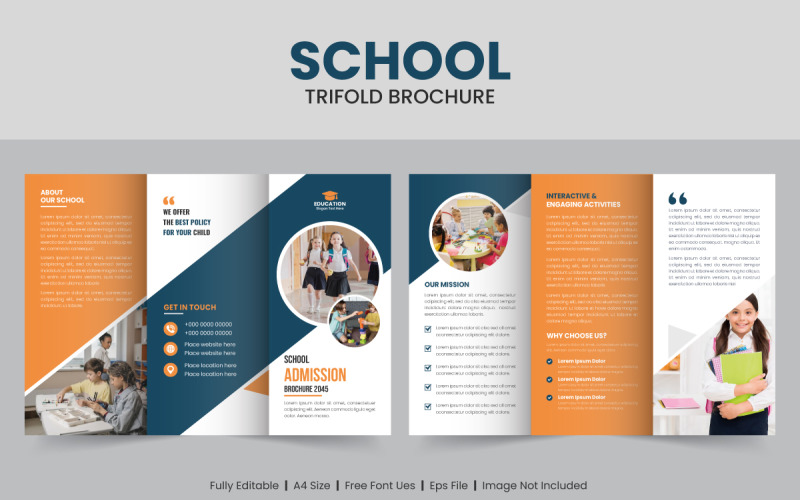 Kids School Admission and Education Trifold Brochure Template Corporate Identity
