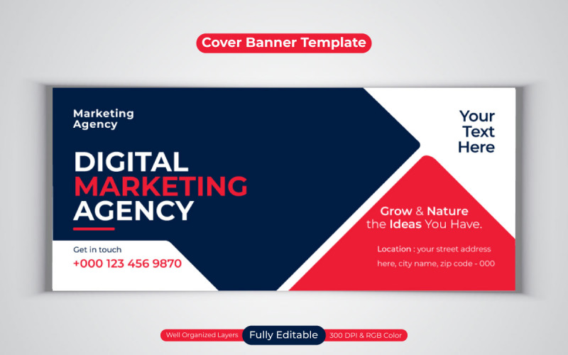 New Professional Digital Marketing Agency Business Banner Design For Facebook Cover Template Social Media