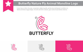 Butterfly Nature Fly Animal Simple Monoline Logo