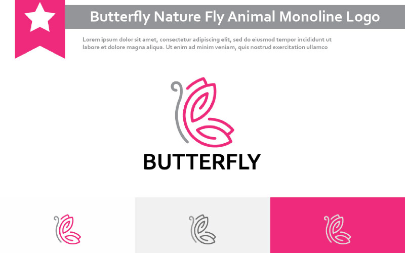 Butterfly Nature Fly Animal Simple Monoline Logo Logo Template