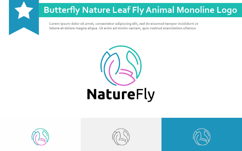 Butterfly Nature Leaf Fly Animal Simple Monoline Logo Logo Template