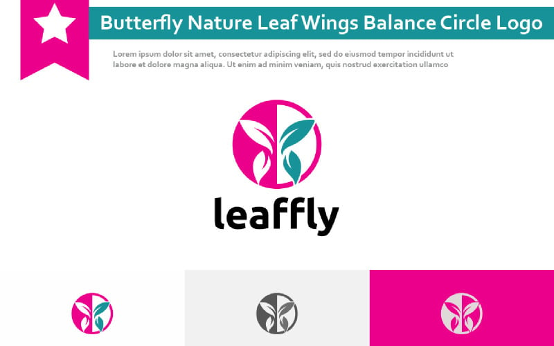 Butterfly Nature Leaf Wings Balance Circle Logo Logo Template