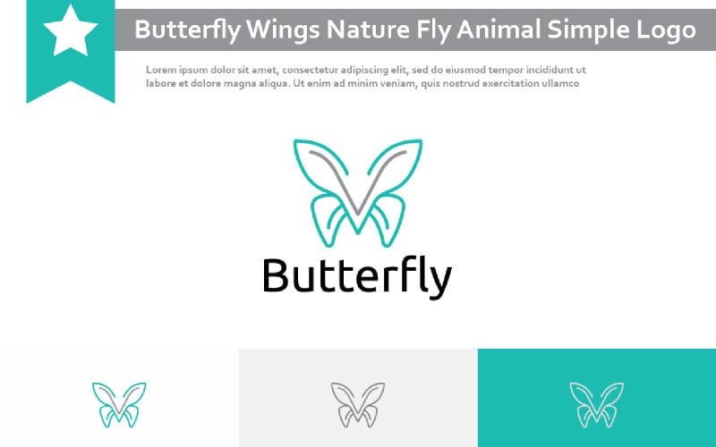 Butterfly Wings Nature Fly Animal Simple Monoline Logo Logo Template