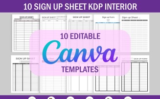 10 Editable Canva Templates Sign Up Sheet for KDP