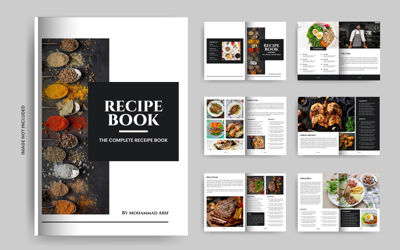 Recipe Book Template or Cook Book Template Design, Magazine Magazine Template