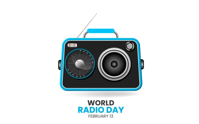 World radio day with realistic radio design vector concept Illustration