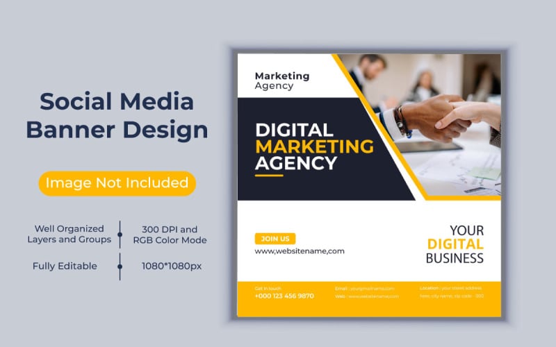 Corporate Digital Marketing Agency Social Media Post Web Banner Template