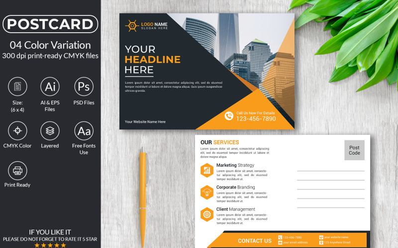 Corporate Postcard Design Template For Business Corporate Identity