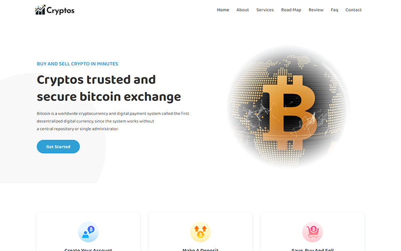 Cryptos - Bitcoin & Cryptocurrency Landing Page Landing Page Template