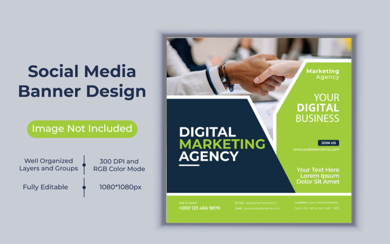 Digital Marketing Agency Social Media Business Banner Design Vector