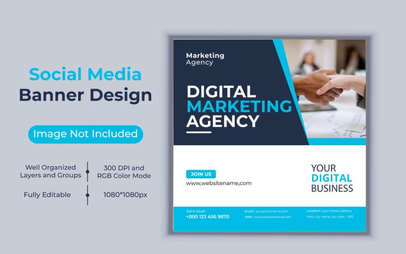 Digital Marketing Agency Social Media Post Business Banner Vector Template