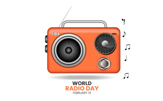 vector world radio day with realistic radio design concept illustration in flat style, isolated