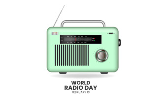 vector world radio day with realistic radio design isolated on white background