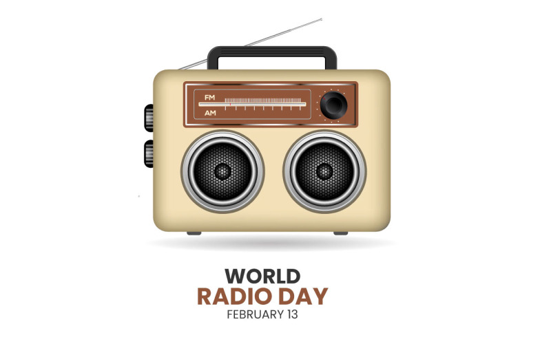 world radio day in a geometric vector idea Illustration