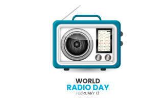 World radio day with realistic radio design concept illustration in flat style, isolated concept