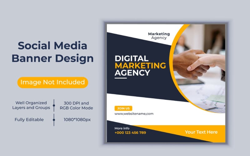 Corporate Digital Marketing Agency Social Media Post Banner Vector Template