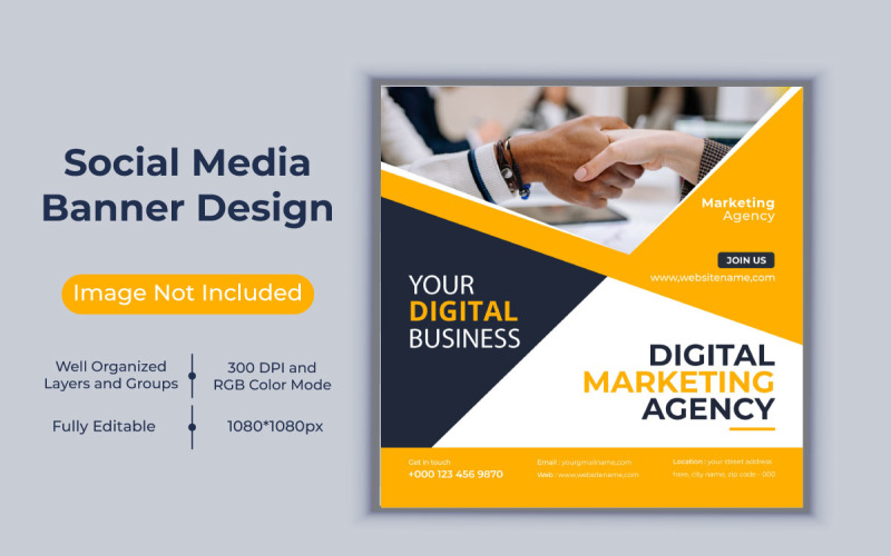 Corporate Digital Marketing Agency Social Media Post Vector Banner Template