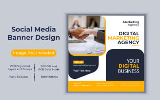 Corporate Digital Marketing Agency Social Media Post Web Banner Vector Template