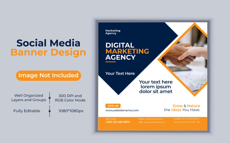 Creative Idea Digital Marketing Agency Template Social Media Post Vector Banner