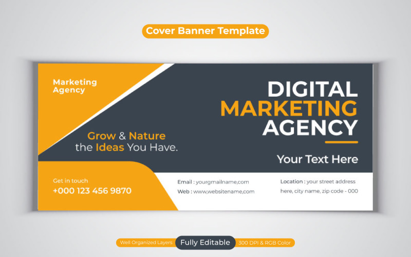 Creative Idea New Digital Marketing Agency Vector Template For Facebook Cover Banner Social Media