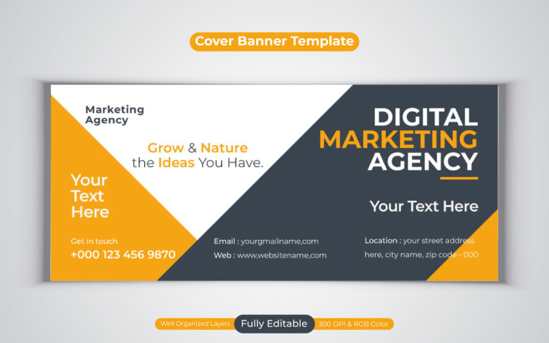 Creative Idea New Professional Digital Marketing Agency Vector Design For Facebook Cover Banner Social Media