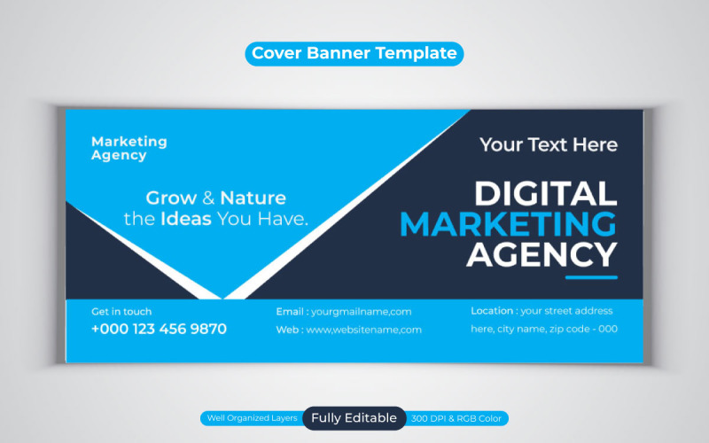 Creative Idea New Professional Digital Marketing Agency Vector Template For Facebook Cover Banner Social Media