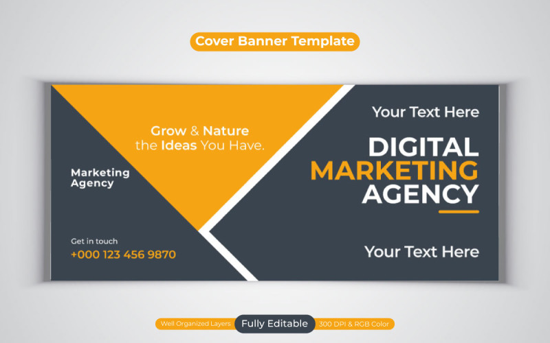 Creative Idea Professional Digital Marketing Agency Vector Template Design For Facebook Cover Banner Social Media