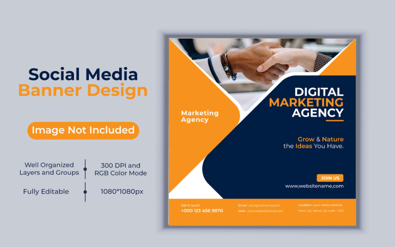 Creative New Digital Marketing Agency Vector Template Social Media Post And Banner