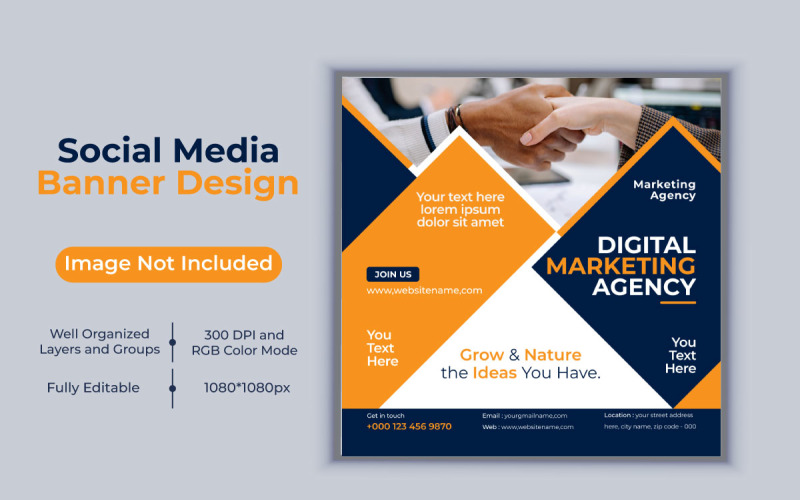 Creative New Idea Digital Marketing Agency Template Social Media Post Banner