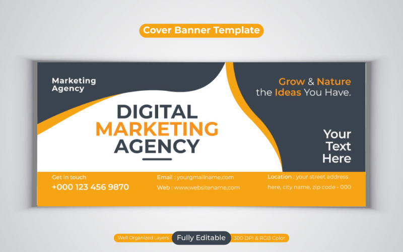 Digital Marketing Agency Facebook Cover Banner Design Template Social Media