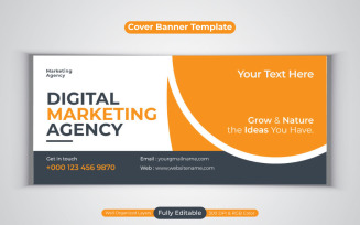 Digital Marketing Agency Facebook Cover Business Banner Design Vector Template