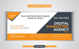 Digital Marketing Agency Facebook Cover Business Banner Design Vector Template