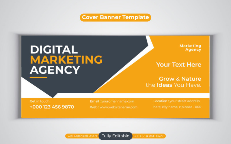 Digital Marketing Agency Facebook Cover Business Design Vector Template Social Media