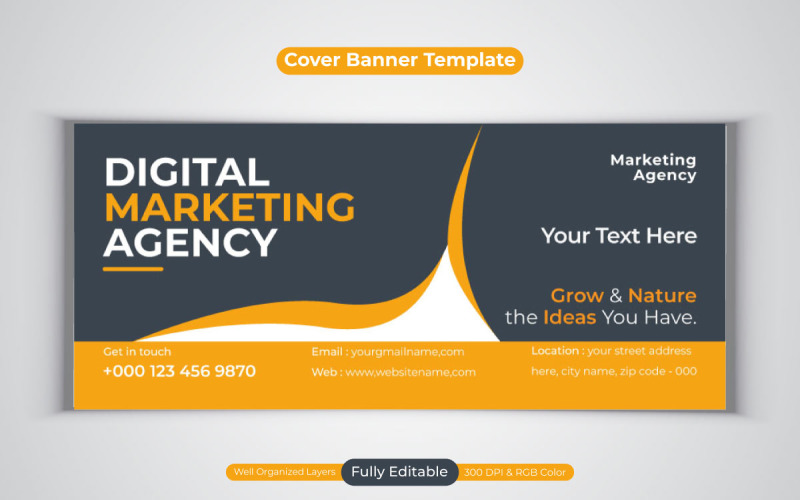 Digital Marketing Agency New Facebook Cover Banner Business Design Vector Template Social Media