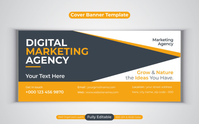 Digital Marketing Agency New Facebook Cover Banner Design Vector Template Social Media