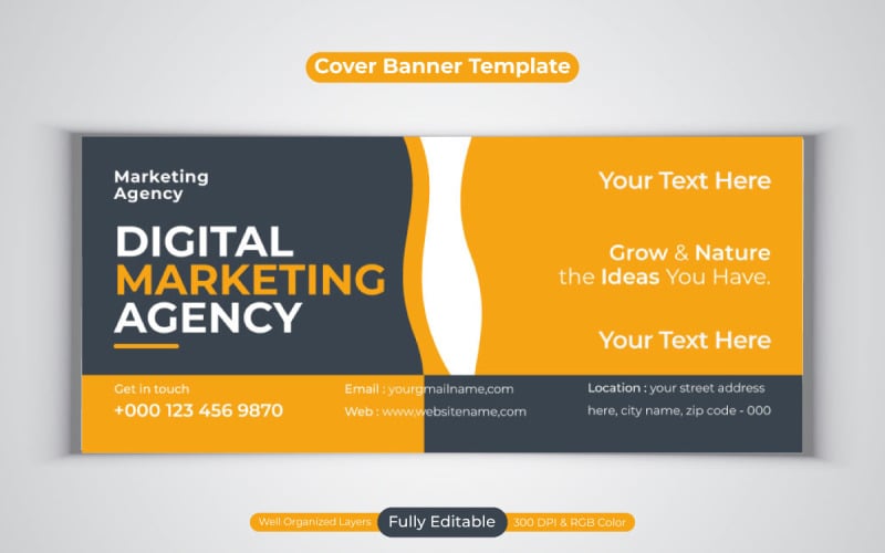 Digital Marketing Agency New Facebook Cover Business Banner Design Vector Template Social Media